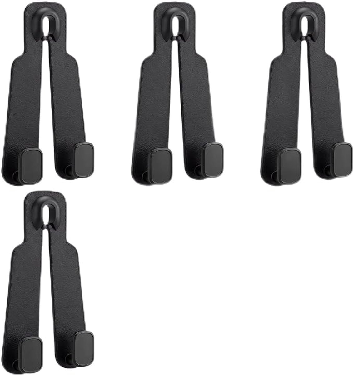 4 stuks auto hoofdsteun haken, dubbele autostoel haken met telefoonhouderfunctie, voor tassen, paraplu en handtas – zwart