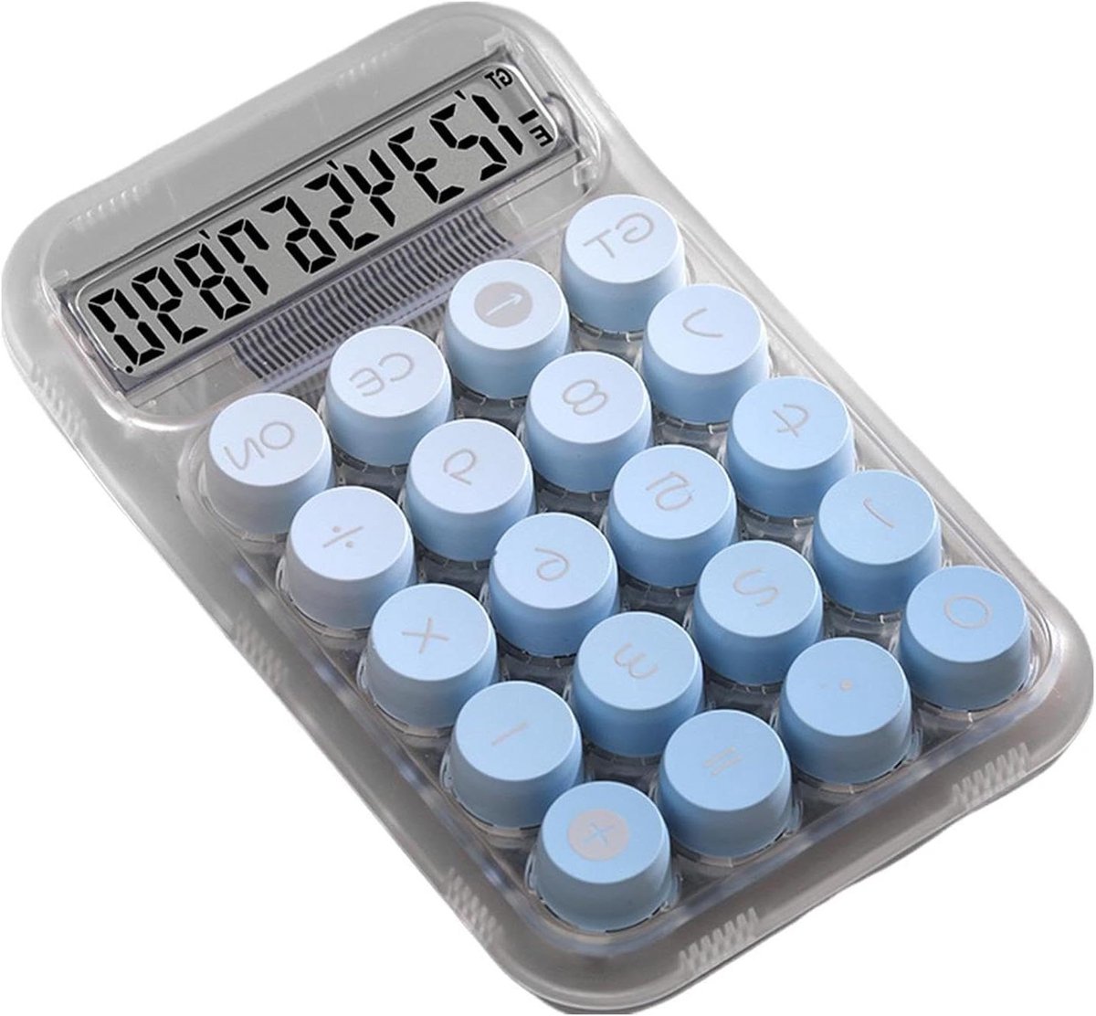 Mechanische Rekenmachine - Transparante Rekenmachine - Efficiënt Berekenen - Mechanische Knoppen - 150 mm - Blauw