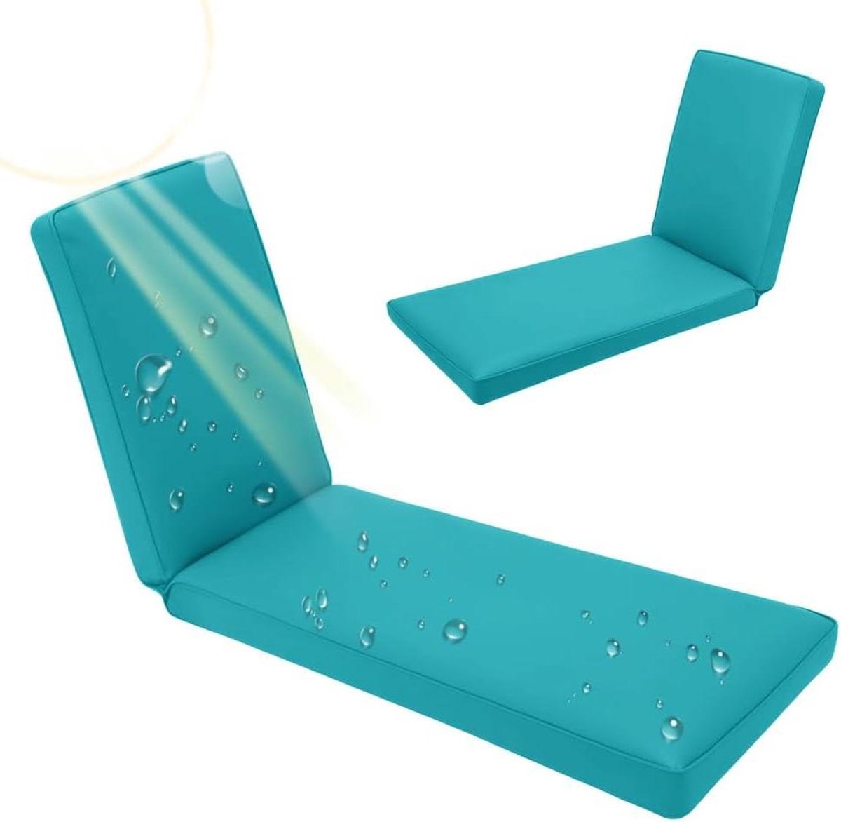 Ligstoel Kussens - Tuinkussen Stoelkussen - Buiten Ontspannen - Waterafstotende Hoes - 190x60x10cm - Smaragdgroen