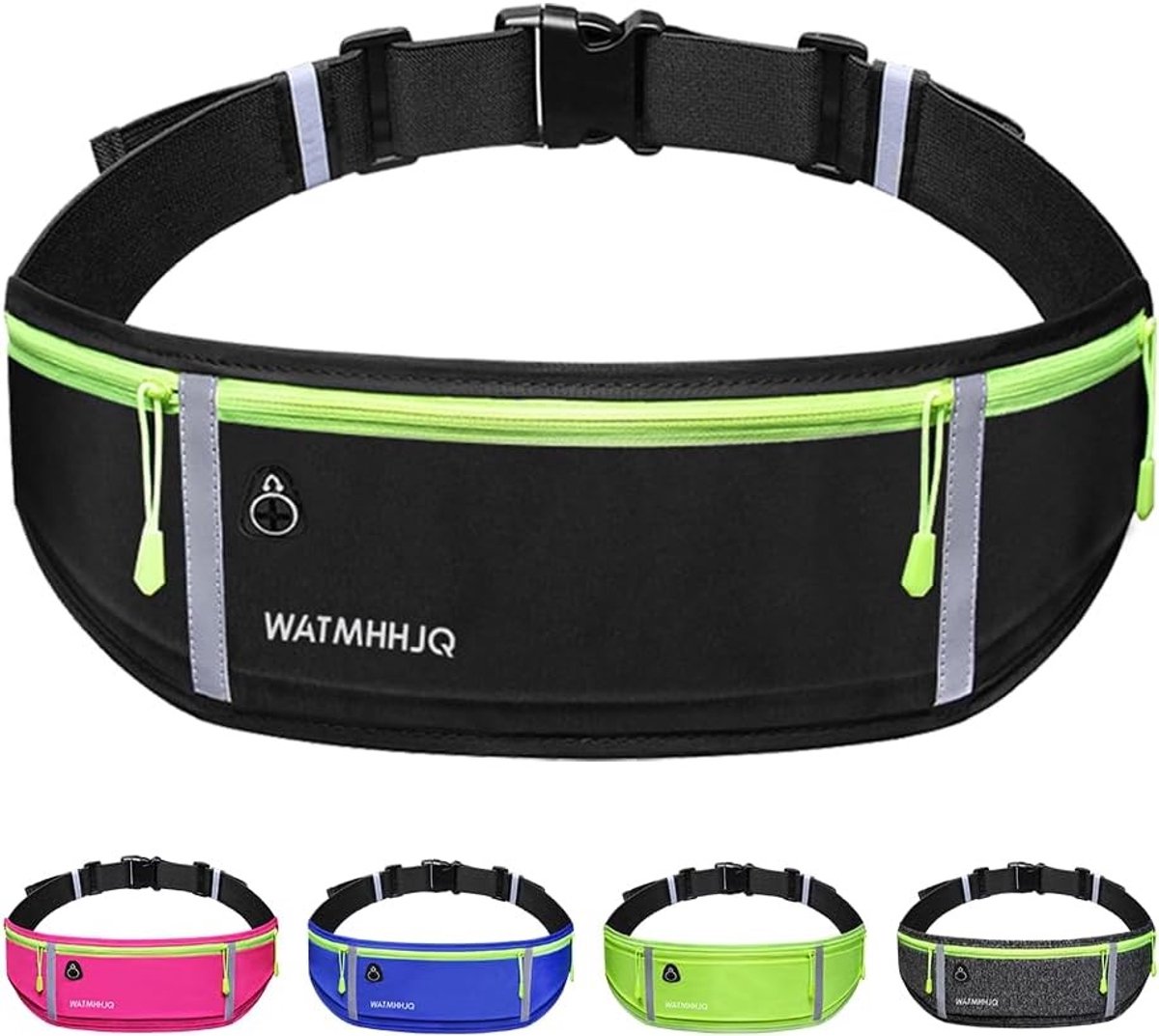 Hardloopgordel - Zwart - 43 x 10 cm - Waterdichte Heuptas met 3 Zakken - Voor Mannen en Vrouwen