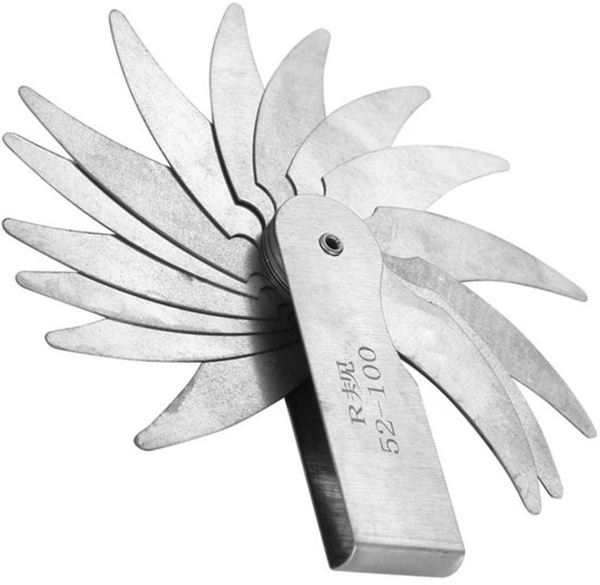 Radiusmeter Roestvrij Staal - Meetbereik R0.3-100MM - Convex/Concave - Duurzaam - Lichtgewicht - Duidelijke Markeringen - Straalmeetinstrument