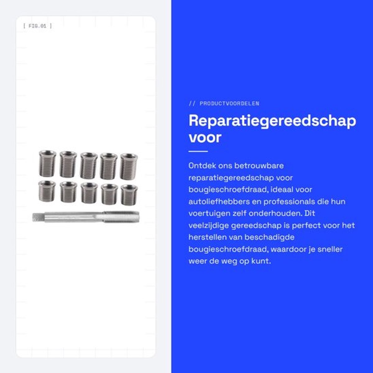 Bougiereparatiegereedschap M10x1,0 - Schroefdraad Reparatieset - Roestvrij Staal - Auto-accessoire - Universele M12 Kraan - Duurzaam en Praktisch - Schroefdraadreparatieset