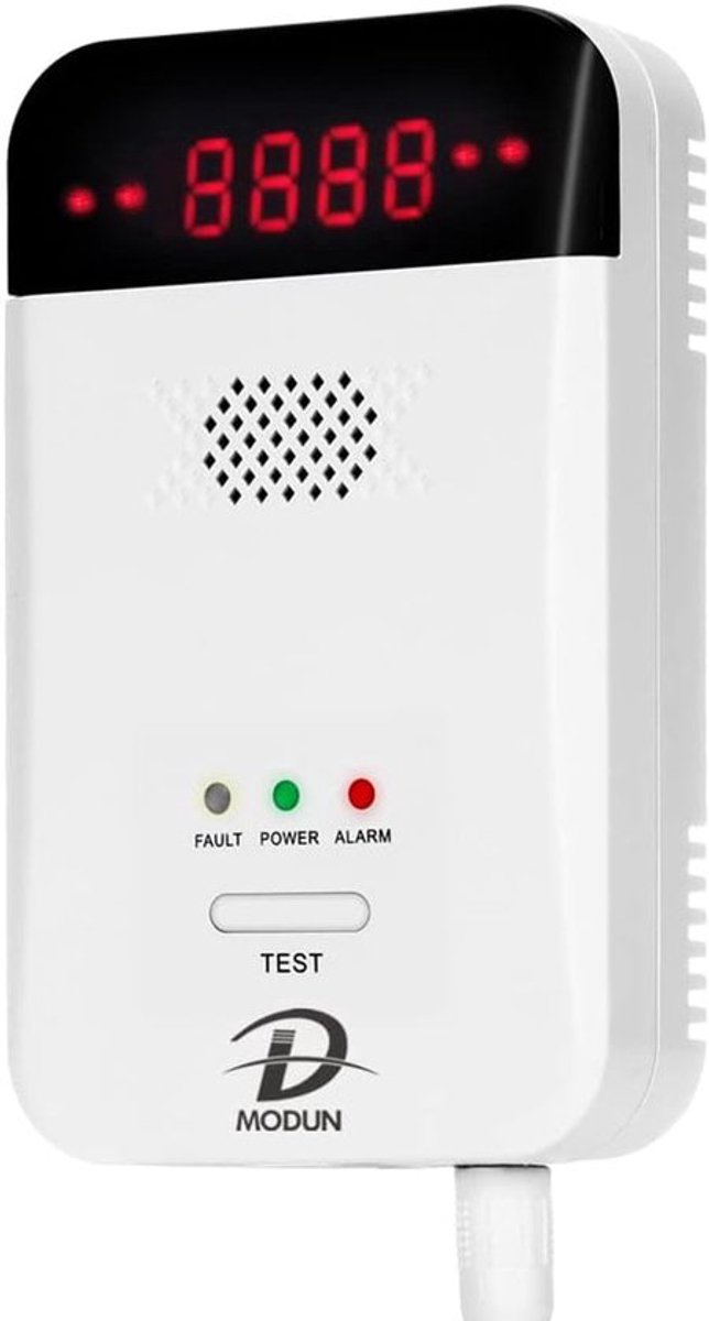 SnelShoppen - Gas Detector Alarm voor Natuurlijk Gas, LPG, en Steenkoolgas | Plug-in Sensor met Geluidsalarm en LED Display voor Keuken, Garage en Cam