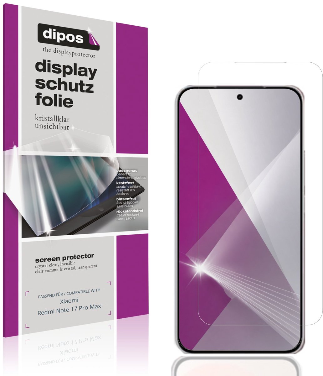 dipos – 4x Beschermfolie geschikt voor Xiaomi Redmi Note 17 Pro Max | Krasbestendige & heldere Screenprotector Ultra-Thin