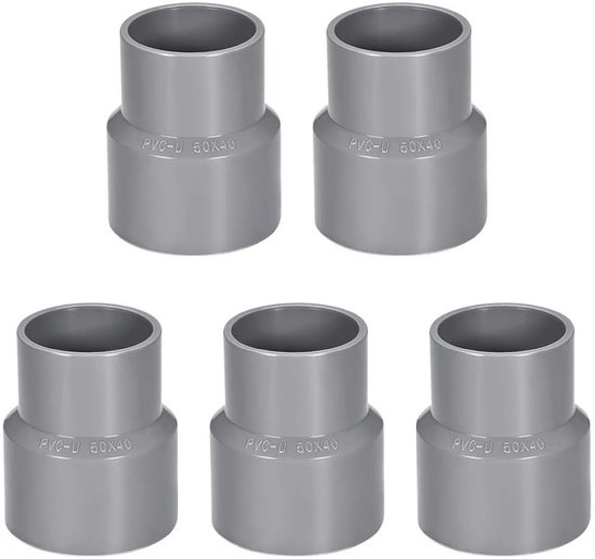 Reducerende Koppeling 5 Stuks - PVC DWV - 40 mm x 50 mm - Pijpfitting Adapter - Corrosiebestendig - Duurzaam Materiaal