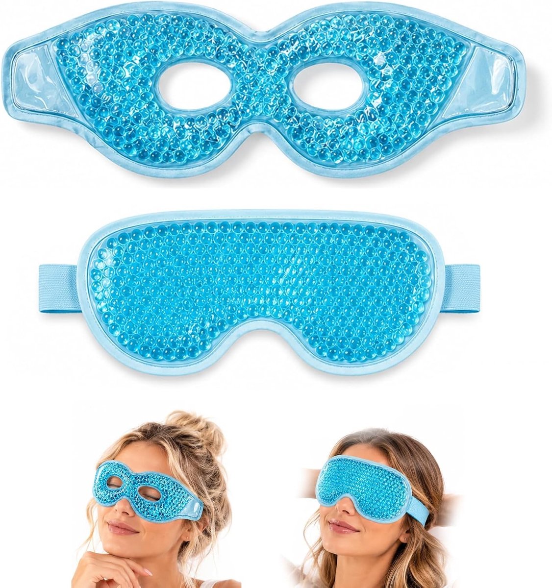 Verkoelend Oogmasker - Blauw - 28,5 x 9 cm - Herbruikbaar Koelmasker voor Hoofdpijn en Vermoeide Ogen
