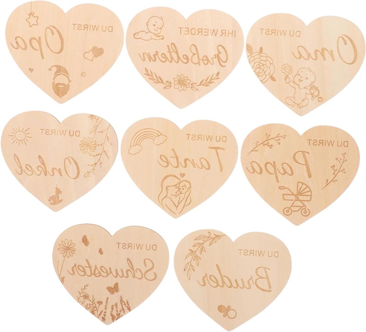 Mijlpaal Kaarten Baby - Groeikaarten Baby - Baby Herinneringen Vastleggen - Houten Ontwerp - 10 x 8.5 cm - Assorti