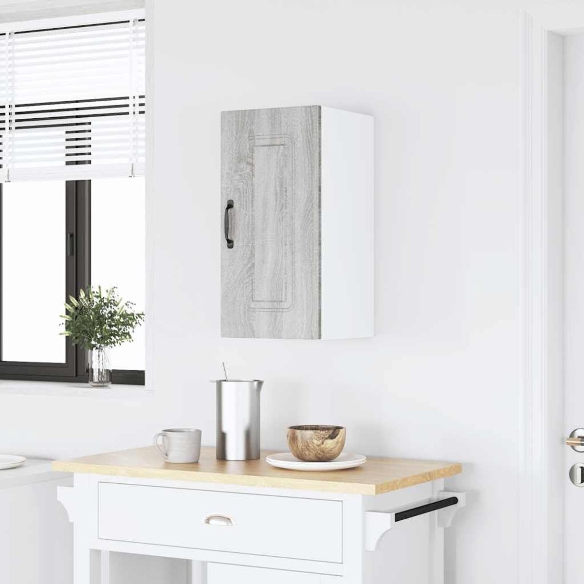 Keukenkast Hangend - Wandkast Keuken - Keuken Organiseren - Houtmateriaal Duurzaam - 30 x 31 x 60 cm - Grijs Sonoma