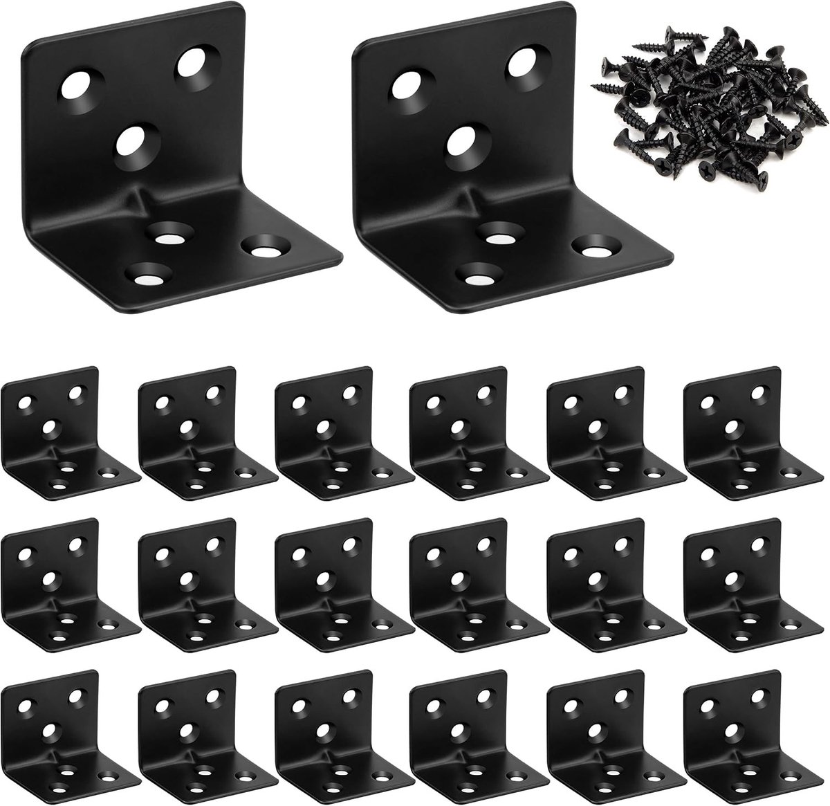 Hoekijzers - Zwart - 30 x 30 x 38 mm - Roestvrijstalen L-vormige Hoekbeugel - Voor Meubelversterking
