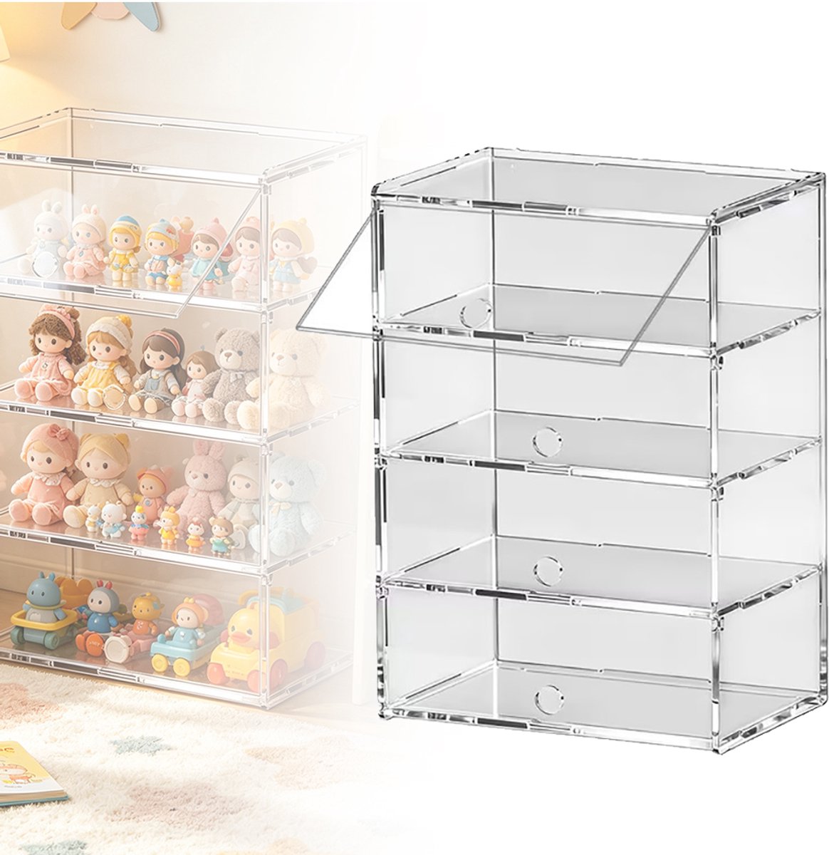 4 Lagen Transparante Acryl Vitrine - Stofbestendige Displaydoos - Displaystandaard - Vitrinekast Voor Op Het Aanrecht