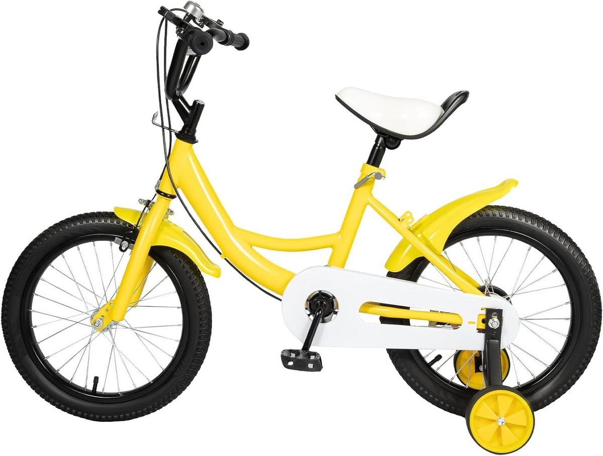 Kinderfiets sfiets sfiets Veilig Leren Fietsen Verstelbaar Zadel Stuur 16 inch Geel Zwart