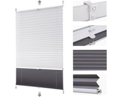 Plissé gordijn - Duo rolgordijn - Privacy creëren - Bevestiging zonder boren - 60x100 cm - Wit grijs
