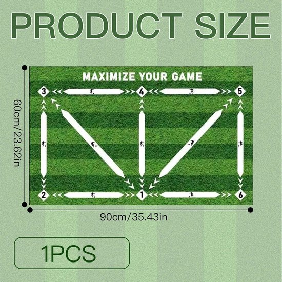 Voetbal Trainingsmat - Dribbelmat Balcontrole - Voetbaltechniek Verbeteren - Antislip Ondergrond - 60 x 90 cm - Zwart — afbeelding 5