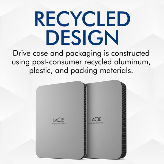 Externe Harde Schijf - Draagbare Opslag - Bestanden Opslaan - Gemaakt van Gerecycled Materiaal - 4TB - Moon Silver — afbeelding 5