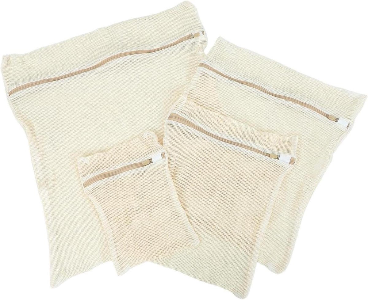 Katoenen Waszakken - Beschermhoezen Delicaat - Kleding Beschermen - Mesh Structuur - 30x20cm - Beige