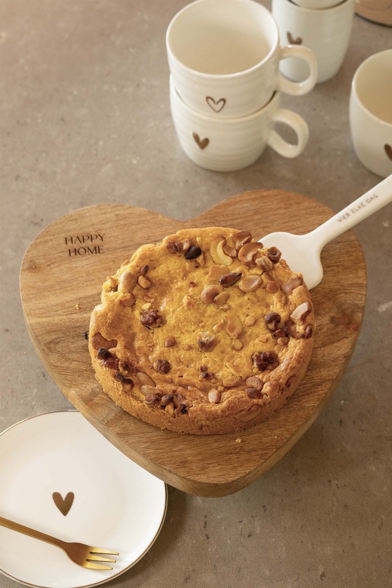 Zusss Cake Server Ceramic Vier Elke Dag Keramiek White / Gold