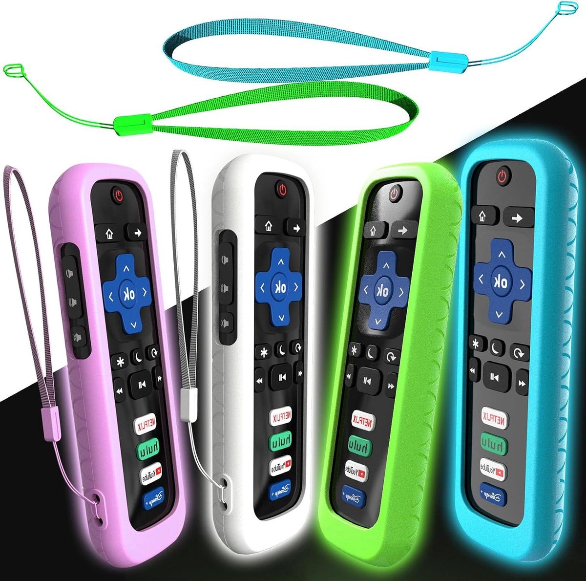 Beschermhoes Afstandsbediening - Hoesje Controller - Afstandsbediening Beschermen - Vindbaar in Donker - 4 Stuks - Multicolor