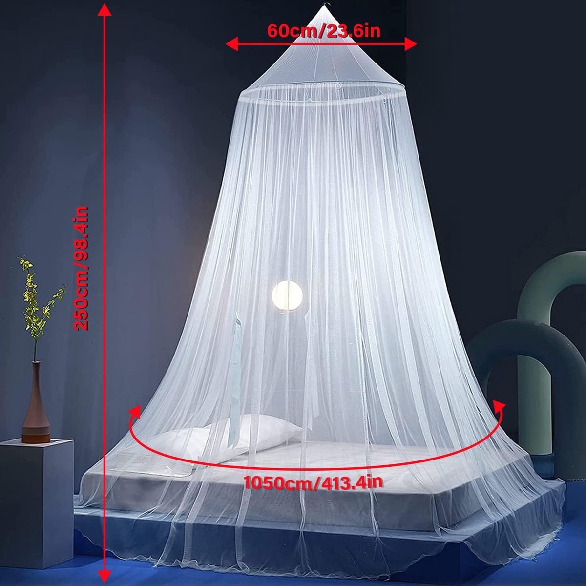 Klamboe 2 persoons - Wit - 0,6 x 2,5 x 10,5 m - Polyester Muggennet voor Bed - Universeel Gebruik