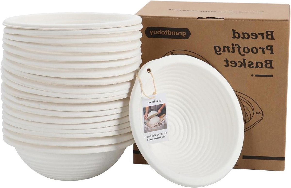 Brood Manden Set - Rijsmanden Bakken - Ambachtelijk Brood Maken - Natuurlijk Materiaal - 20 Stuks 750g - Wit
