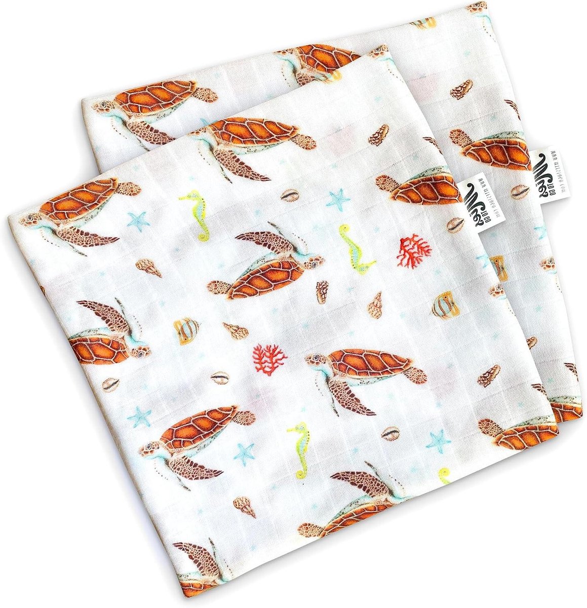Hydrofiele doeken - Baby swaddles - Baby verzorgen - Handgeschilderd ontwerp - 60x60cm 2 stuks - Wit