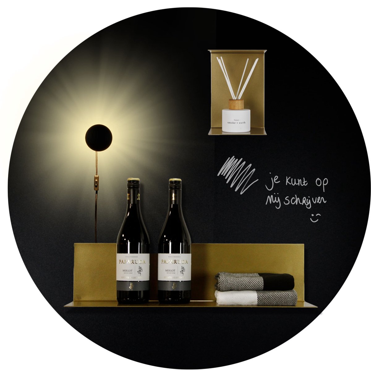 Magnetisch Krijtbord Rond - Zwart - Rond - 60cm - Kamer26