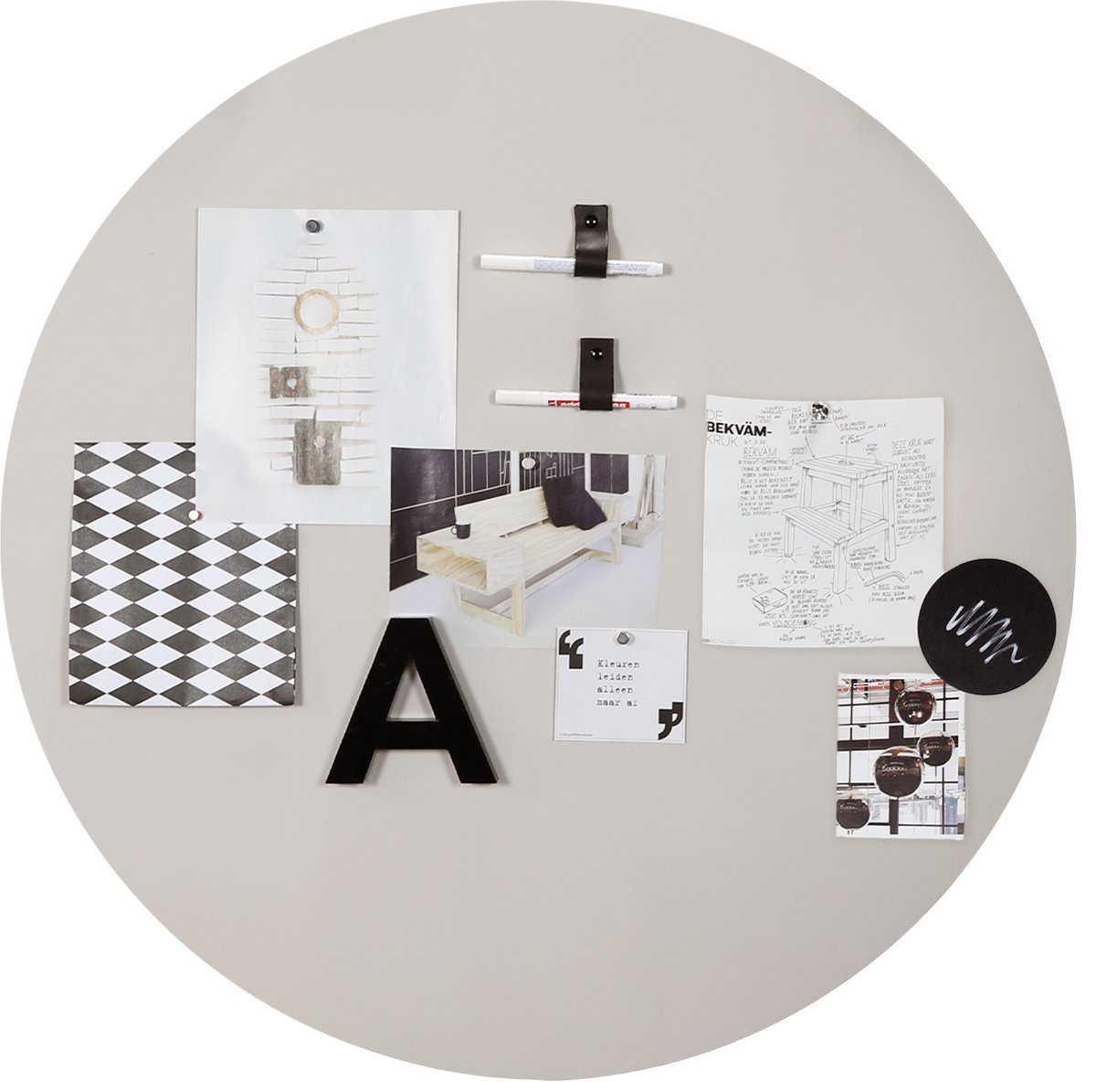 Design Magneetbord Rond - Kiezel - Rond - 60cm - Kamer26