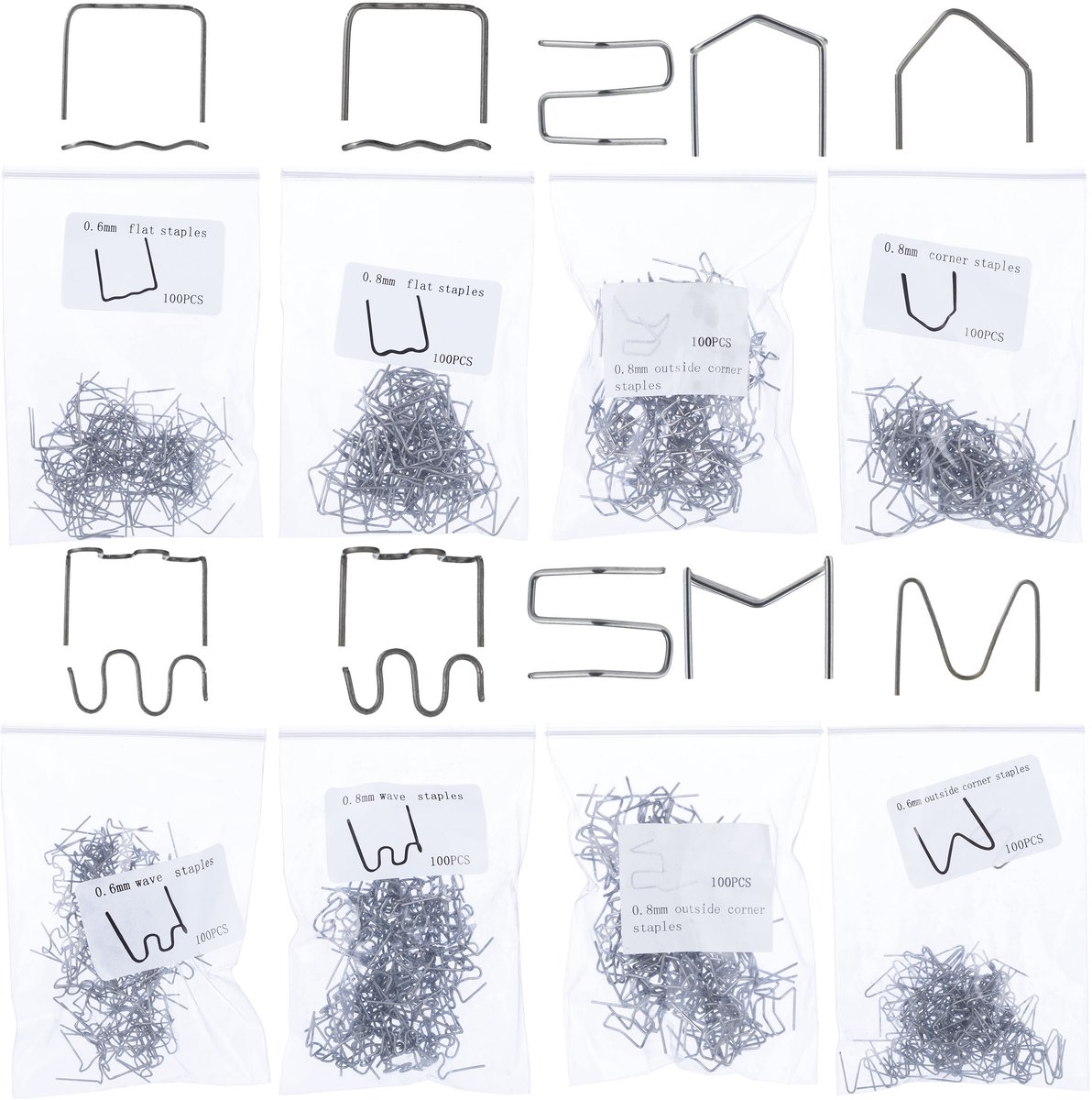 Rosfix Nietjes voor Plastic - 8 Soorten 800 Stuks - Staaldraad 0,8/0,6 mm - Montage Reparatie DIY