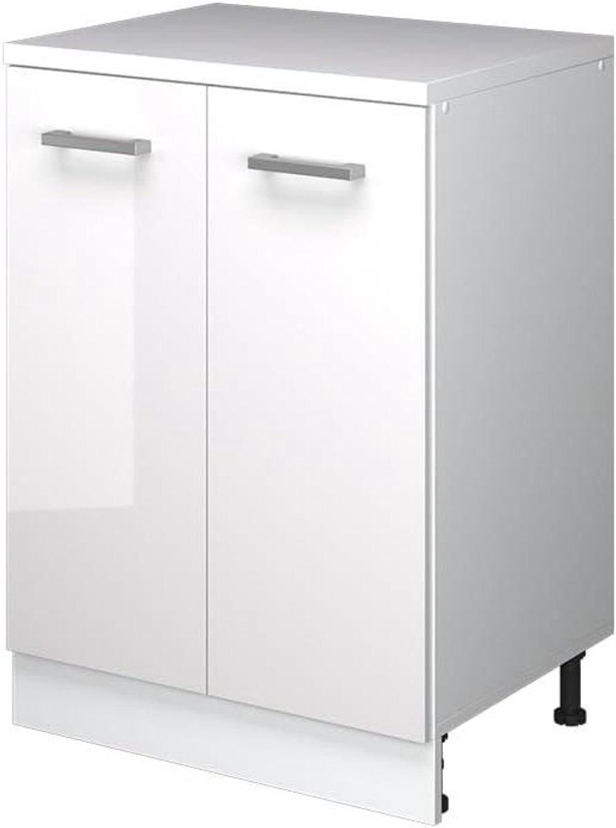 Keukenkast schuine wand - Opbergkast keuken - Ruimte optimaliseren - Hoogglans afwerking - 60 cm breed - Wit