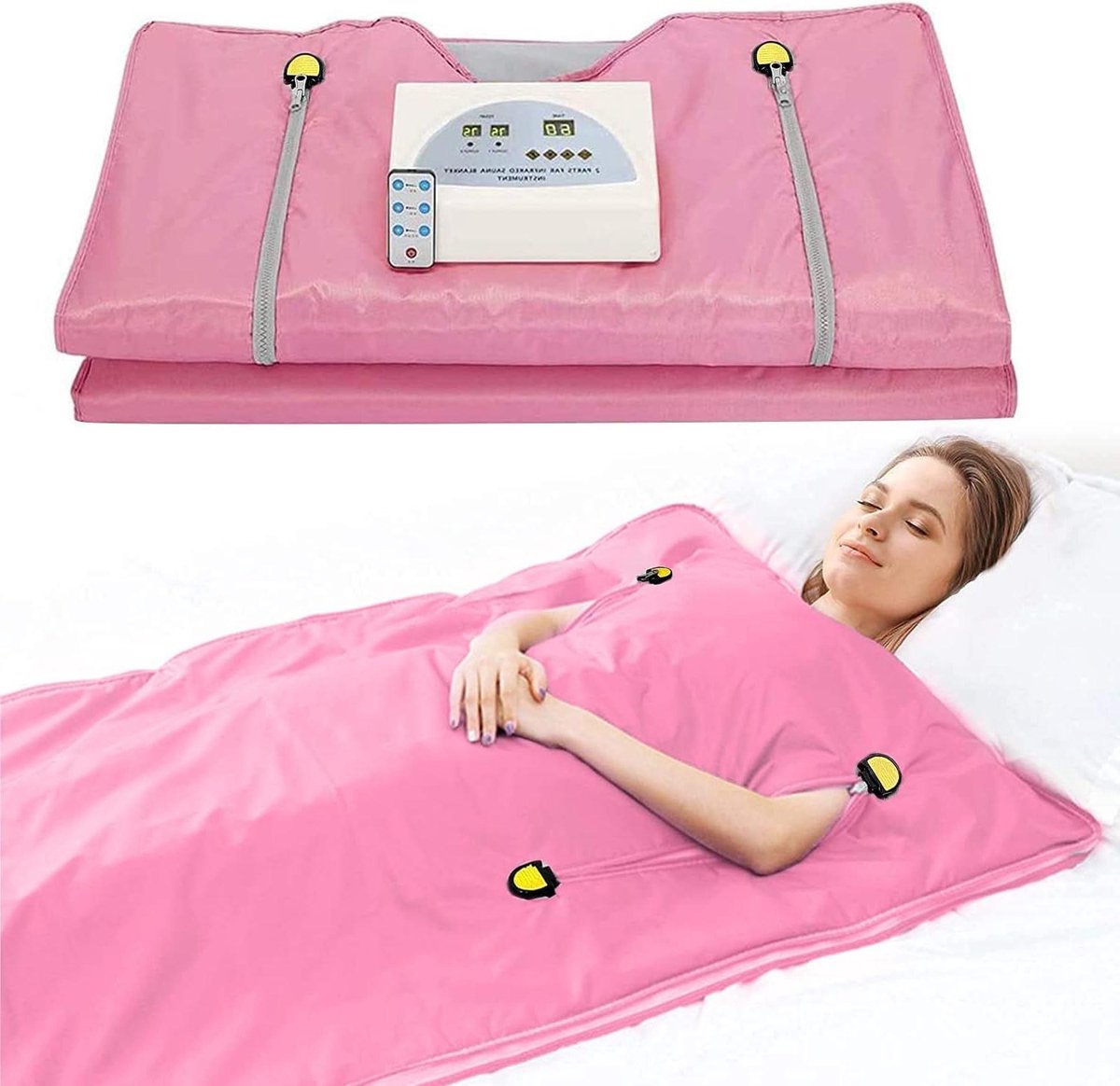 Sauna Deken - Infrarood Deken - Ontspanning Thuis - Diepe Cel Penetratie - 180 x 40 cm - Roze