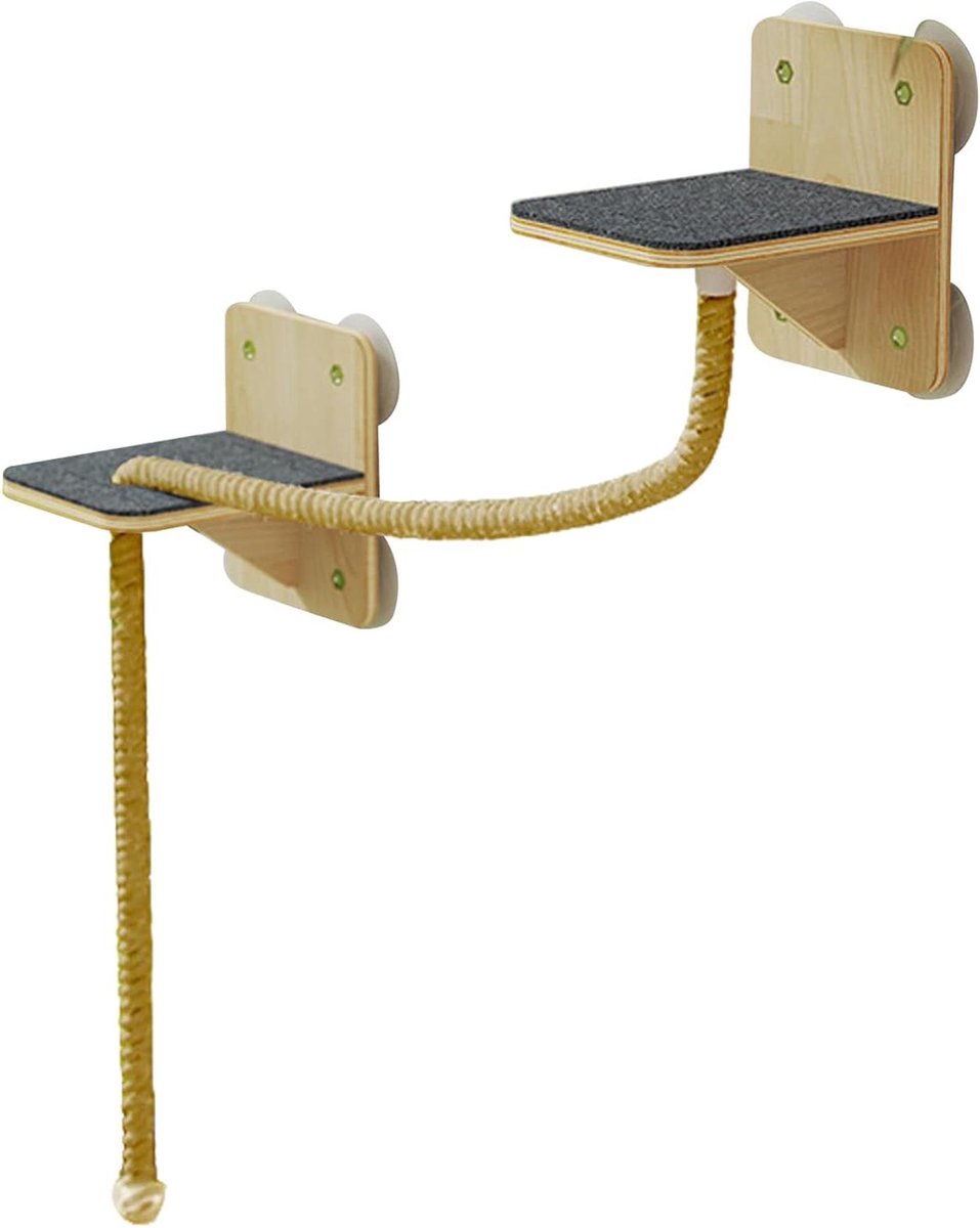 Katten Klimplanken - Kattenmuurplanken Krabmeubel - Katten Spelen Klimmen - Zuignap Montage - 26 x 24 x 10 cm