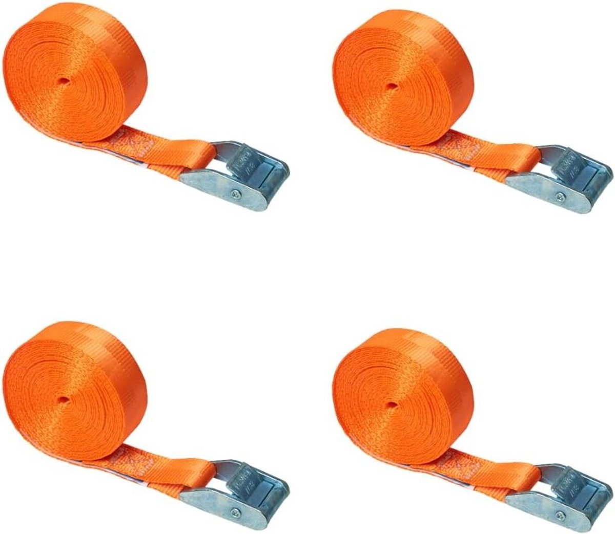 Spanbanden met Klemslot - Bevestigingsriem Snelspanriem - Lading Zekeren - Opvallende Kleur - 4 meter 25 mm - Oranje