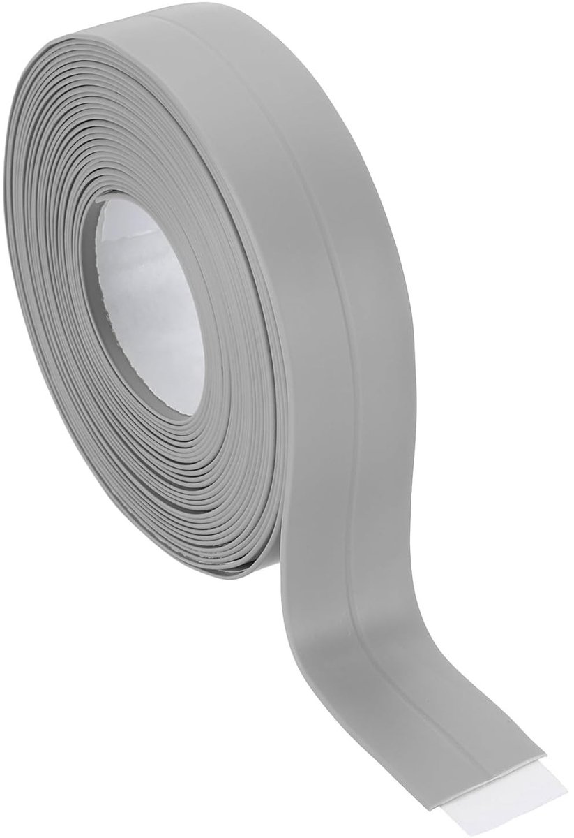 1" x 4 ft Afdichtingstape voor Waterdichte Toepassingen, Zelfklevende PVC Strip voor Badkamer en Keuken, Grijs