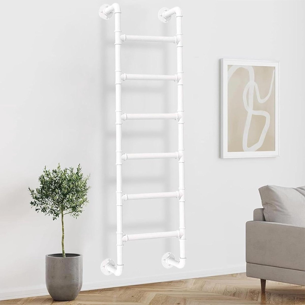 Metalen Ladder - Hoogslaper Ladder - Stapelbed Toegang - Stevige Ijzeren Constructie - 100-300 cm Verstelbaar - Zwart