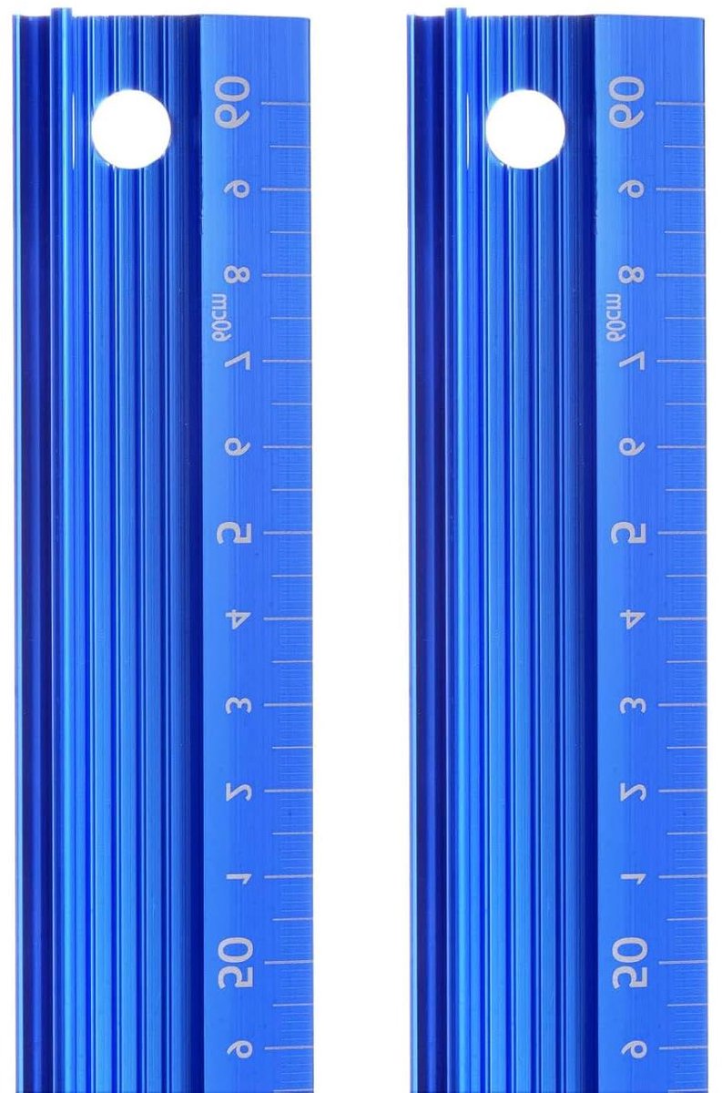 Metalen Snijliniaal - Rechte Liniaal Meetinstrument - Nauwkeurig Meten Snijden - Verhoogde Veiligheidsrand - 60 cm - Blauw
