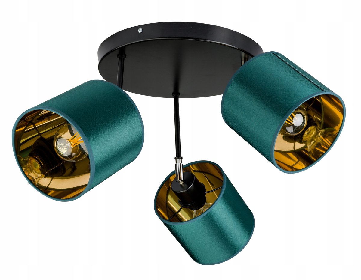 Verstelbare Plafondlamp met Groene Lampenkap en Gouden Binnenkant