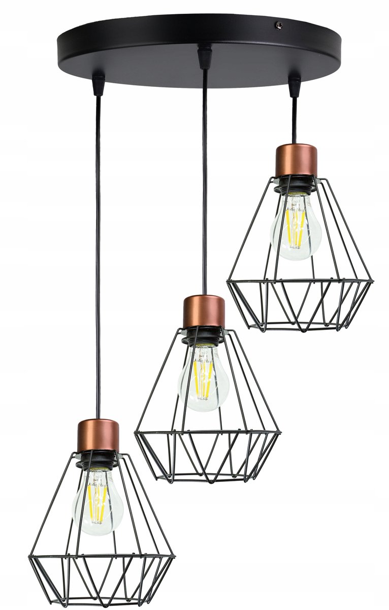 Hanglamp DRUTI BRYLANT met 3xE27 fitting, zwart/koper