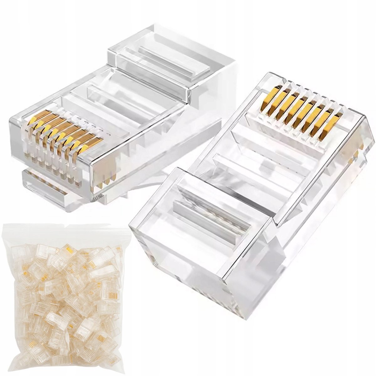 Rosfix EuroNet RJ45 Pluggen - Cat.6 UTP Netwerkconnector Set - 100 St, 8P8C Vergulde Contacten