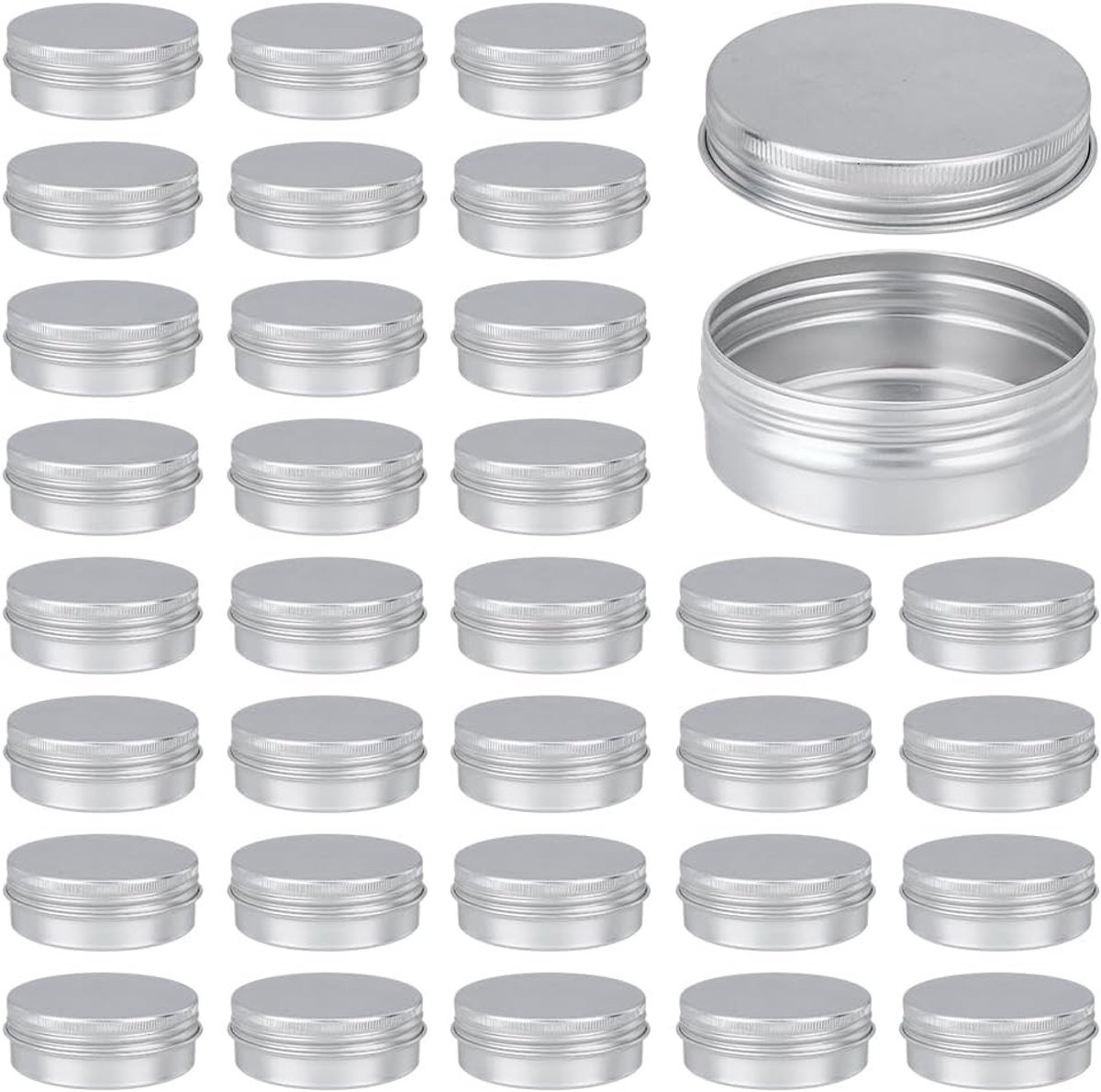Set van 48 kleine blikken met deksel, 80 ml, metalen blikken voor het opslaan van crèmes, kaarsen en DIY knutselprojecten, perfect voor cosmetische verpakking en cadeauverpakkingen