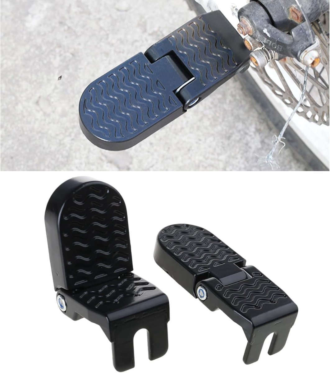 Bobypet - Fiets voetsteunen - U-vormige opvouwbare achterpedalen - 1 paar - 12.5 mm - Voor mountainbike, e-bike en racefiets - Opvouwbaar fietsaccessoire - Zwart