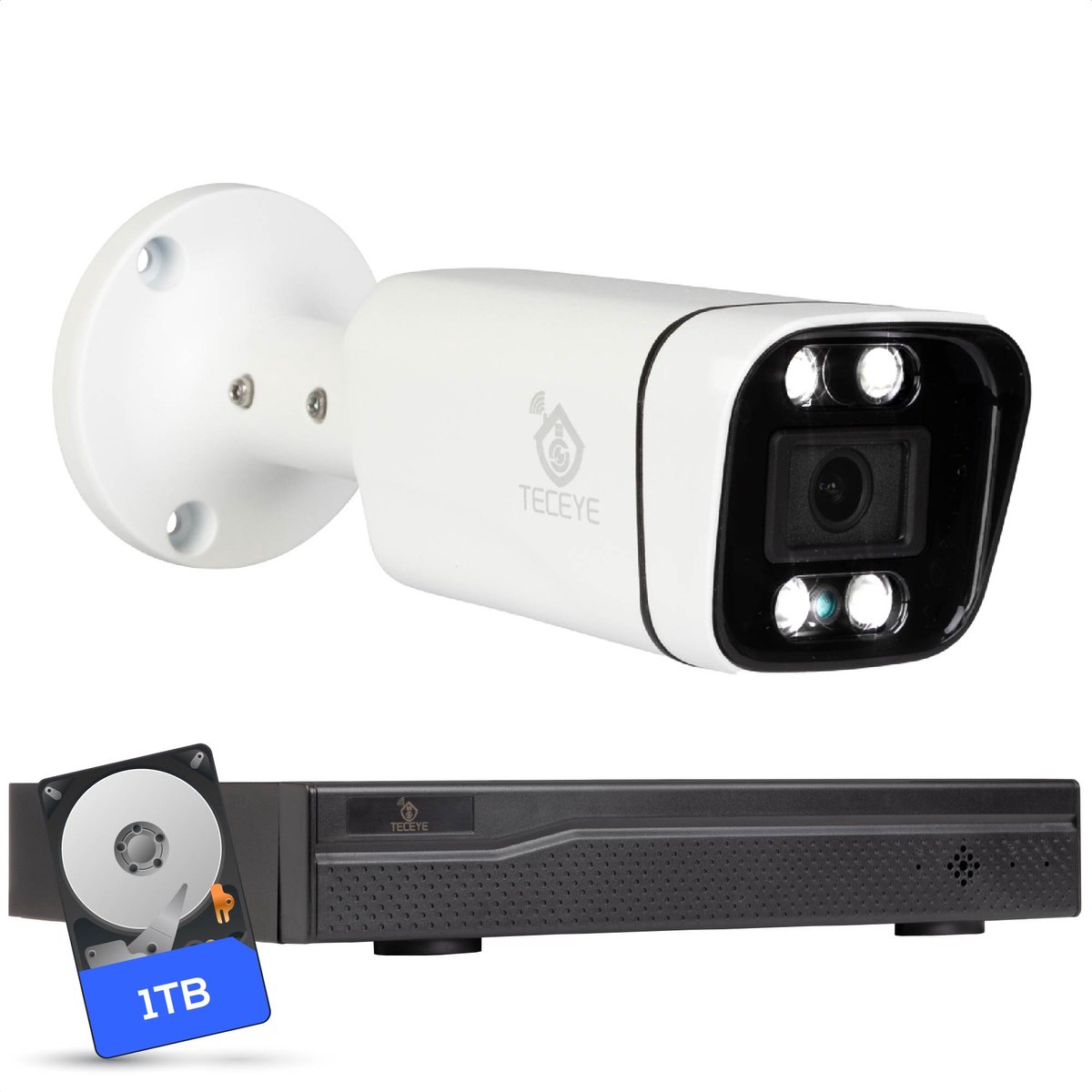 Teceye Compleet Camera Beveiliging Set met 1x POE Camera - 1TB - Beveiligingscamera - Beveiligingscamera binnen - Beveiligingscamera buiten - CCTV Camera systeem - Beveiligingscamera set - Bewakingscamera set