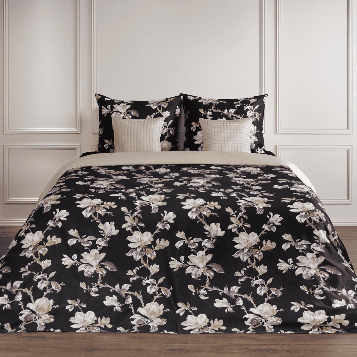 Dommelin Dekbedovertrek Magnolia Satijn 400tc Zwart 140x200/220 cm