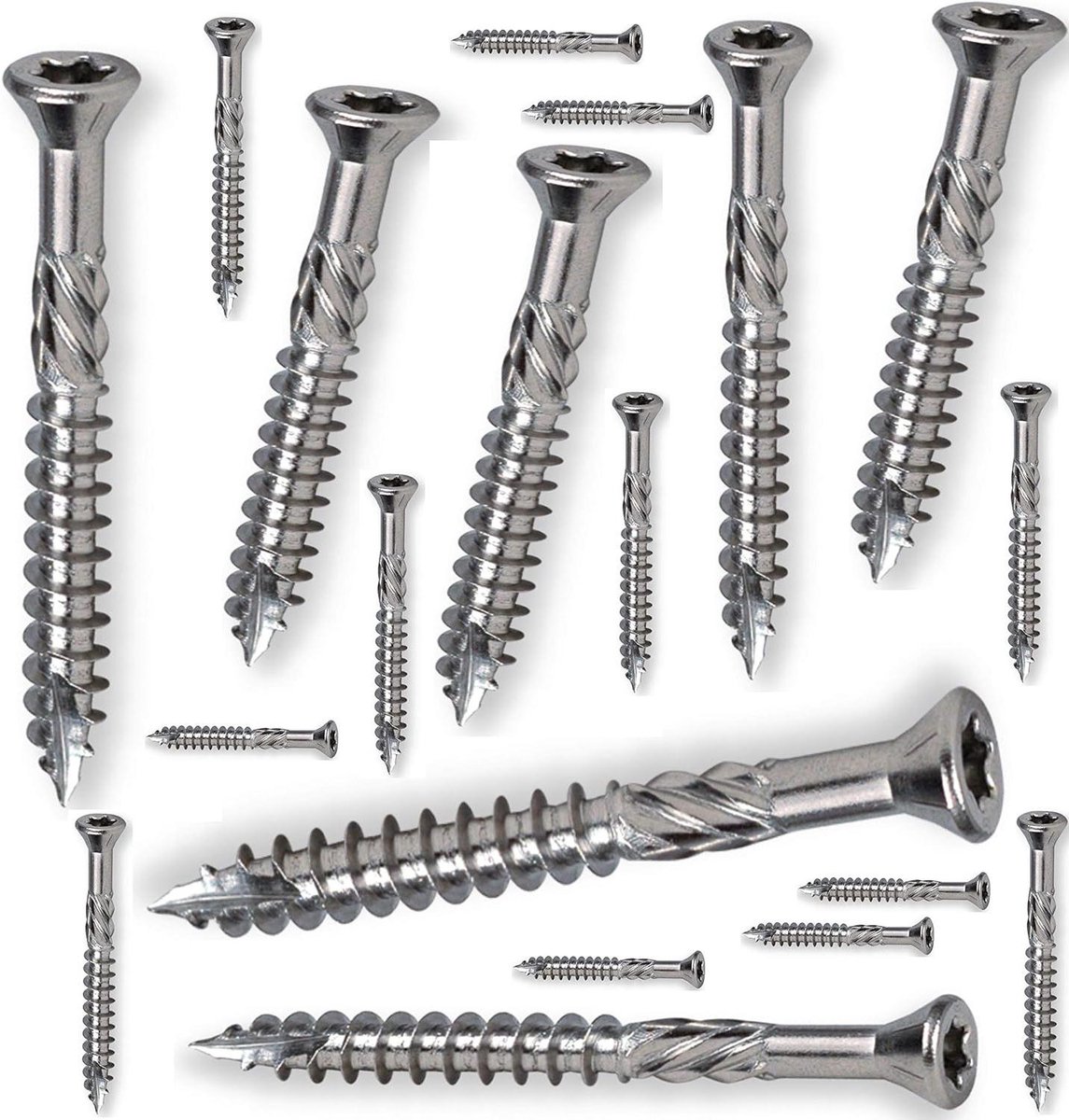 Roestvrijstalen Schroeven - Houtschroeven Torx - Hardhout Monteren - Zelf Frezend - 5x50 1000 Stuks - Zilver