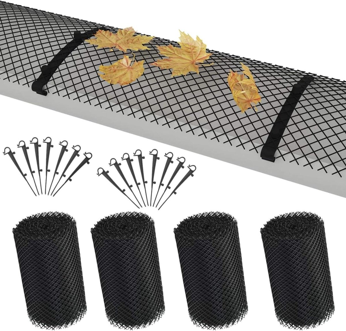 Dakgootbescherming Mat - Bladvanger Rooster - Goten Schoonhouden - UV-bestendig HDPE - 4x 600 cm - Zwart
