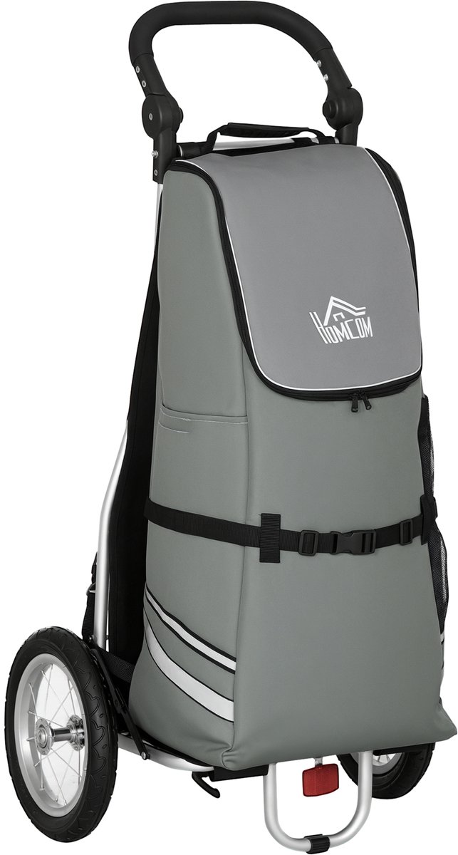 3 - in - 1 winkelwagen - boodschappenkar - fietsaanhanger - steekwagen - 53 x 43 x 110 cm - grijs + zilver