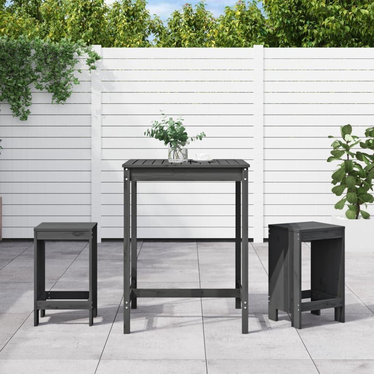 Tuinbarset Grenenhout - Balkonset Hout - Buiten Zitten - Ruimtebesparend Ontwerp - 825 x 825 x 110 cm - Wit