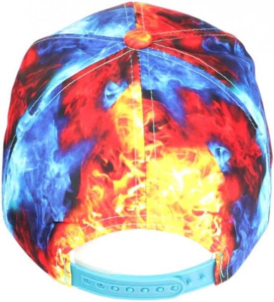 Baseball Cap - NY Cap Pet - Straat Stijl - Vlammen Print - One Size - Blauw — afbeelding 4