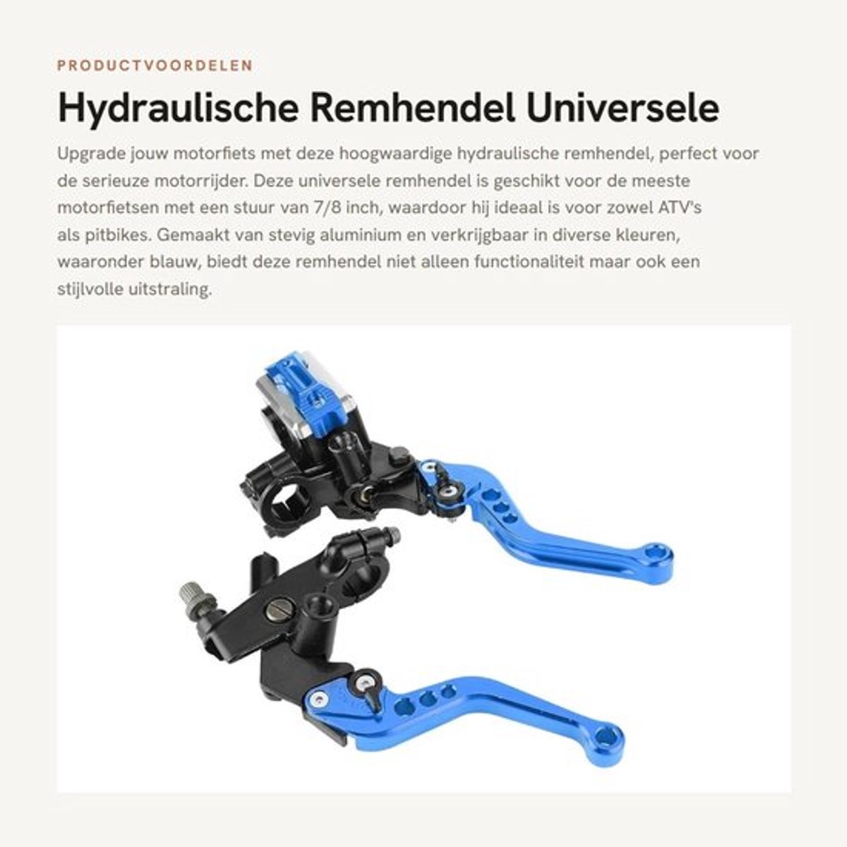 Remhendel Hydraulisch - Universeel - Motorfiets - Koppeling - Aluminium - 1 Paar - 22 mm (7/8") - Motorrem