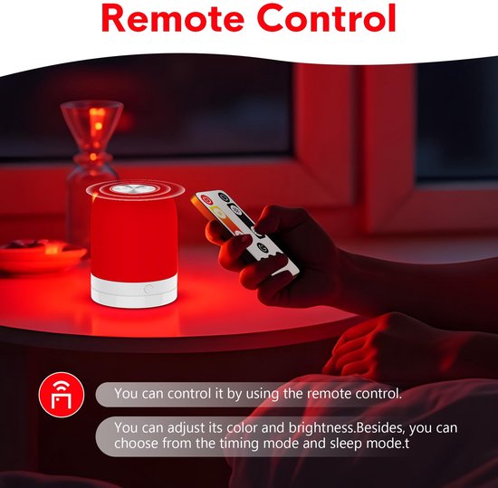 Ryoudavell - Rood Licht Nachtlampje voor Slaap - Rood Nachtlampje Bureaulamp met 670nm Golflengte - Stimuleert Melatonine en Bioritme voor Betere Slaap - oplaadbare - Slaap - USB-C - Sfeerlamp - voor Diepe Ontspanning Reizen Meditatie en Yoga van ryoudavell — afbeelding 5