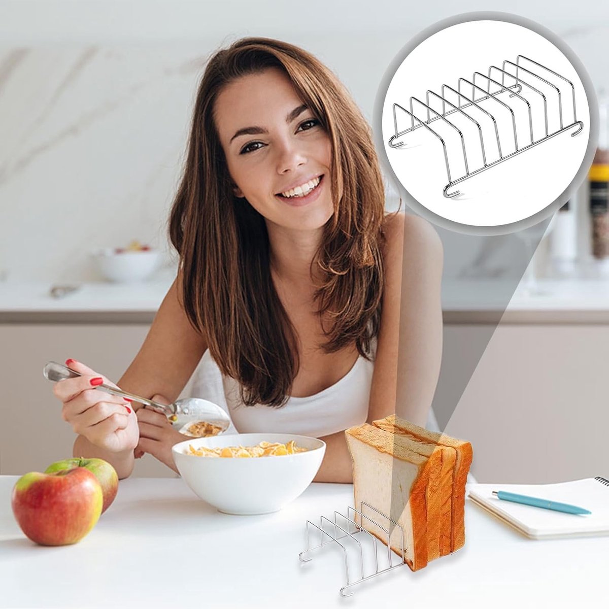 Broodroosterstandaard - Zilver - 15 x 5 cm - Roestvrijstalen Toastrek - Voor Thuisgebruik en Horeca