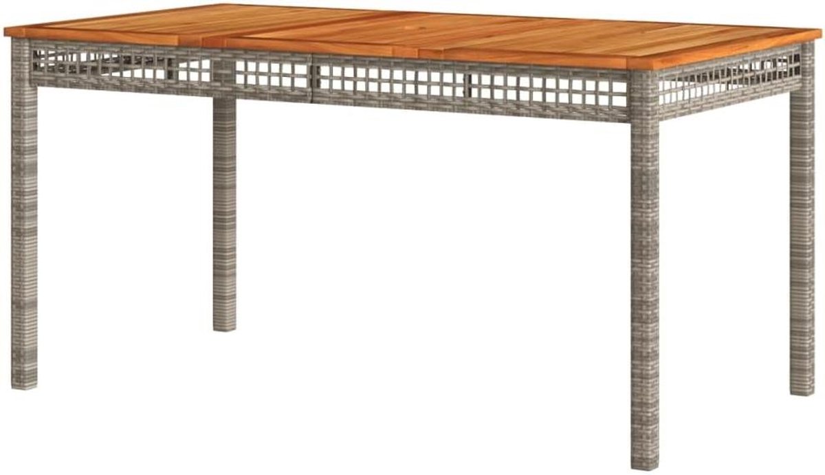 Polyrotan Tuintafel - Buiten Eettafel - Genieten Buiten - Acaciahout Tafelblad - 140 x 80 x 75 cm